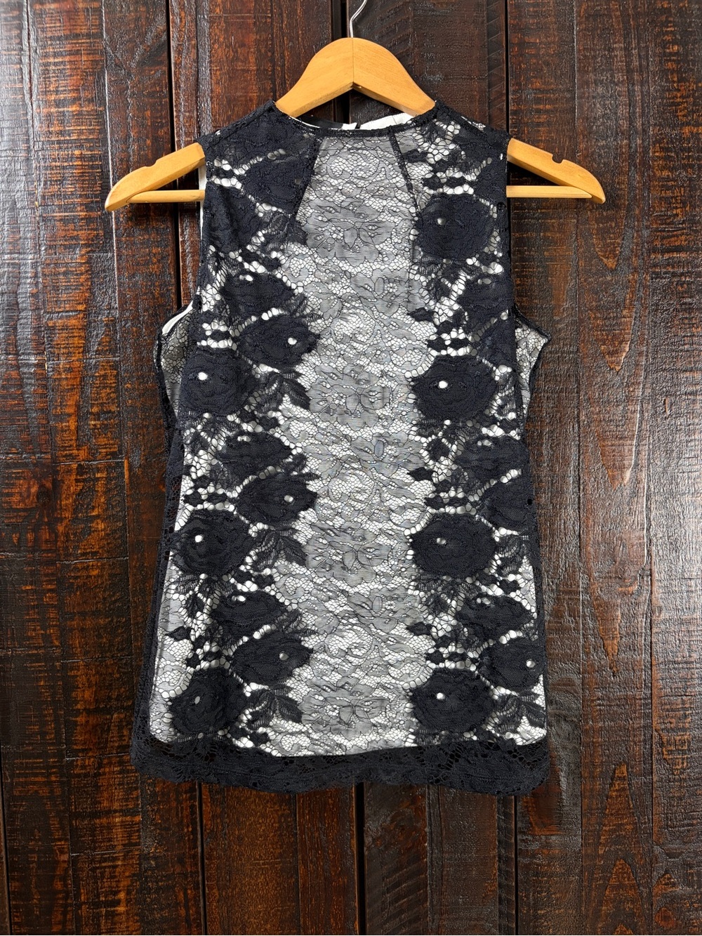 Sleeveless Black Lace Overlay Top